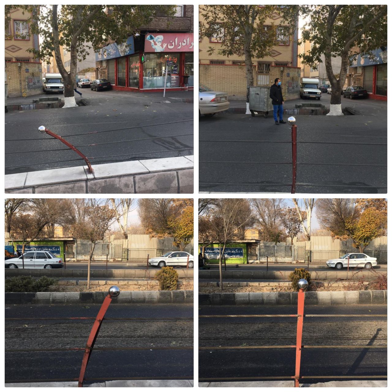 اصلاح و تعمیر پایه و سیم بکسل های جدا کننده مسیر تندرو توسط شرکت واحد اتوبوسرانی تبریز