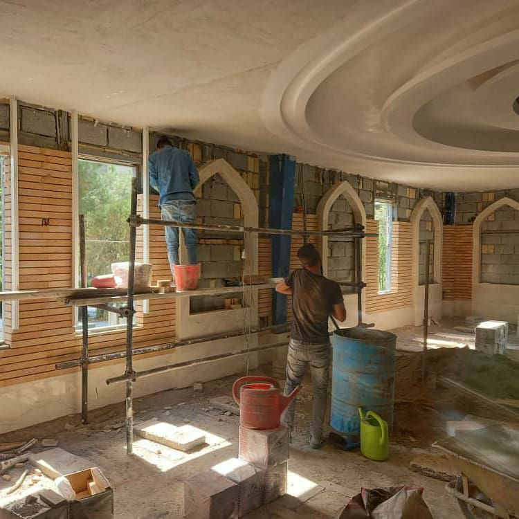 اجرای نماکاری داخلی گلزار شهدای شنب غازان