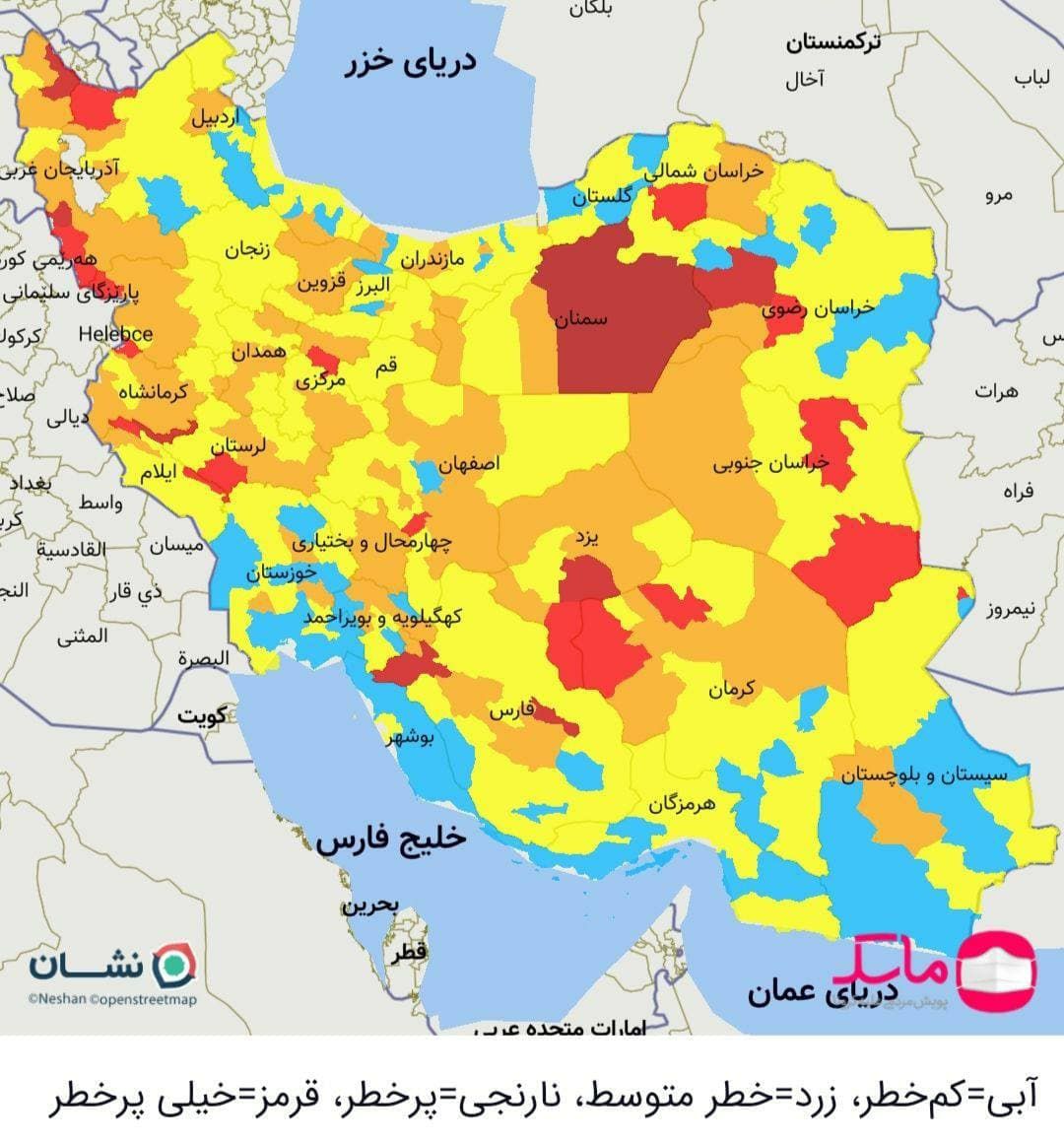 تهران و کرج زرد شدند/ تعداد شهرستان‌های قرمز به ٣٣ رسید