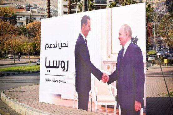 نصب تصاویر پوتین در خیابان های دمشق پایتخت سوریه