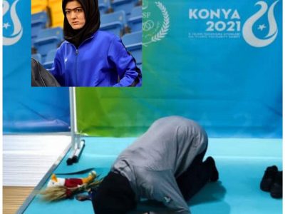 نماز شکر خواندن اولین مدال‌آور شمشیربازی بانوان