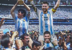 بازسازی عکس معروف مارادونا پس از قهرمانی جهان