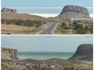 دو عکس متفاوت از دریاچه ارومیه در مدت چند ماه      