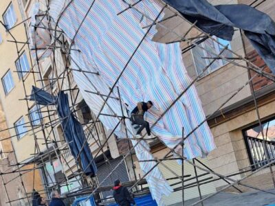 سقوط داربست ساختمان ۸ طبقه