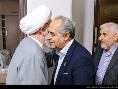 تصاویر|دیدار استاندار آذربایجان‌شرقی با حجت‌الاسلام والمسلمین شیخ حمید باقری بنابی به مناسبت عید سعید فطر