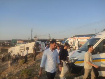 واژگونی اتوبوس در محور آذرشهر – ایلخچی ۱۸ مصدوم به جا گذاشت
