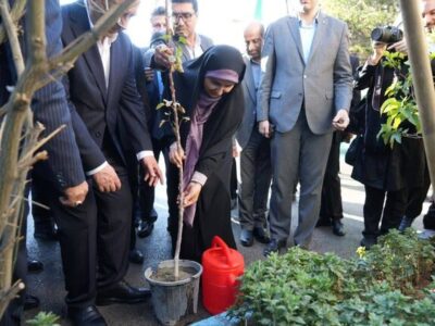 غرس نهال توسط وزیر راه و شهرسازی به یاد دو دانش‌آموز شهید تبریز