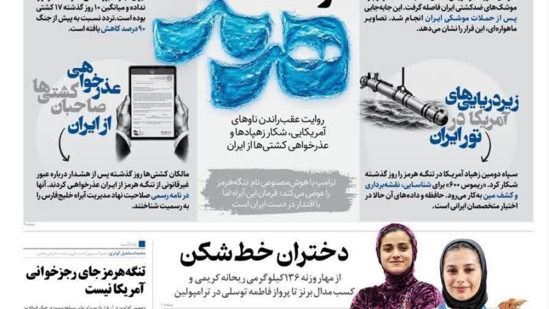 صفحه نخست روزنامه همشهری امروز دوشنبه  6مهر ۱۴۰۵